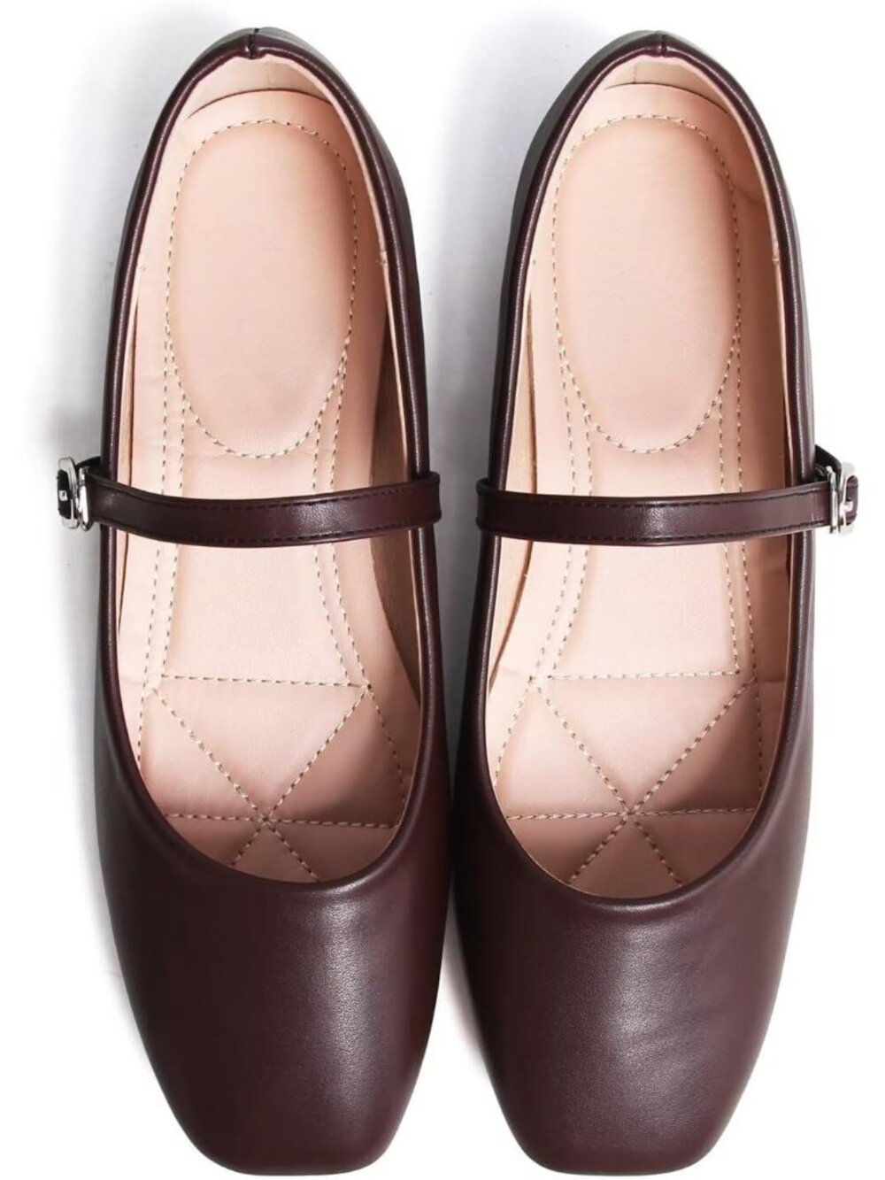 Women's Slip on Flat Round Toe Solid Coffee Classic Mary Jane Ballet Dance Shoes - Picture 4 of 7